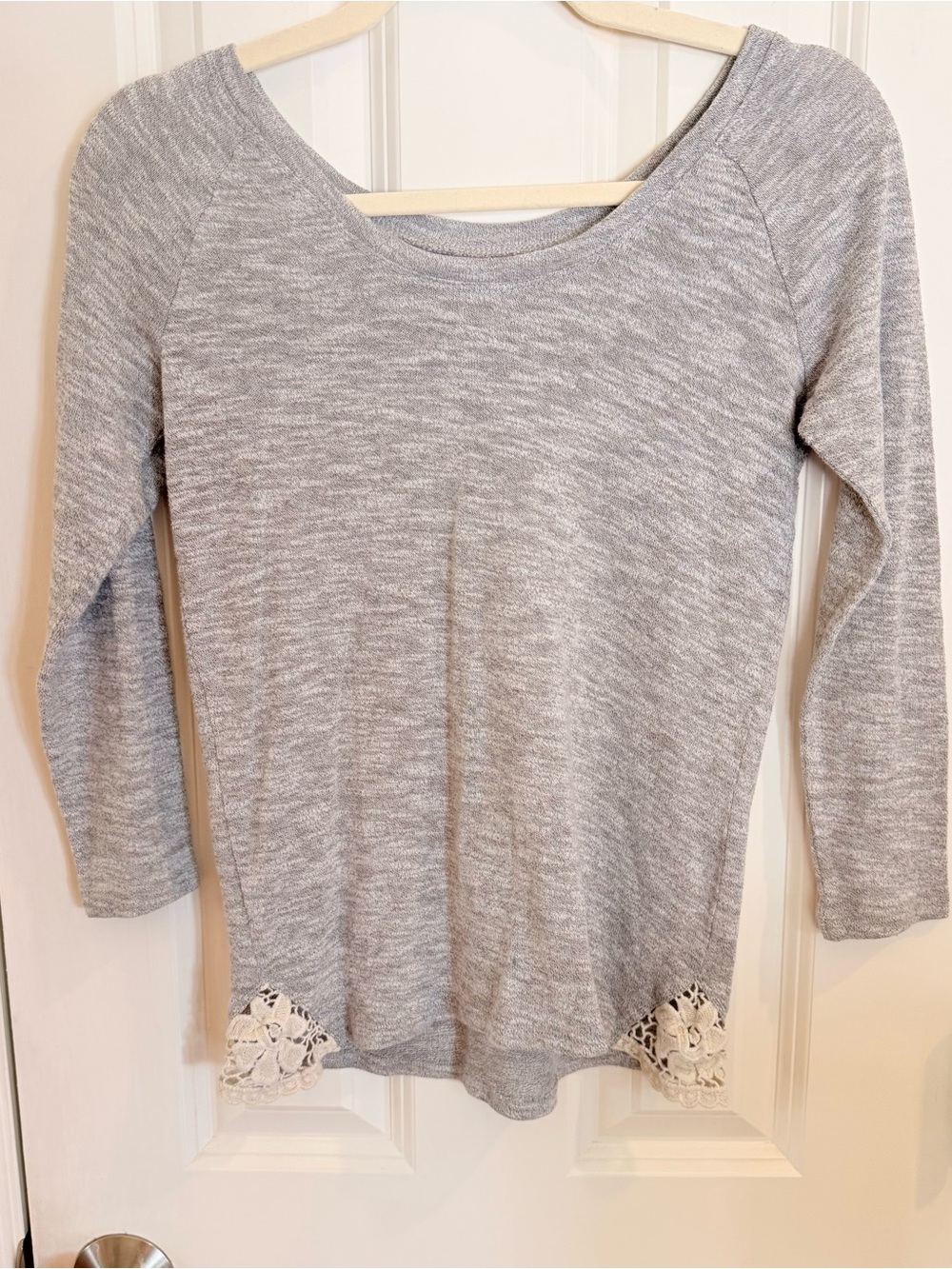 aerie Heather Gray Scoop Neck Lightweight Sweater